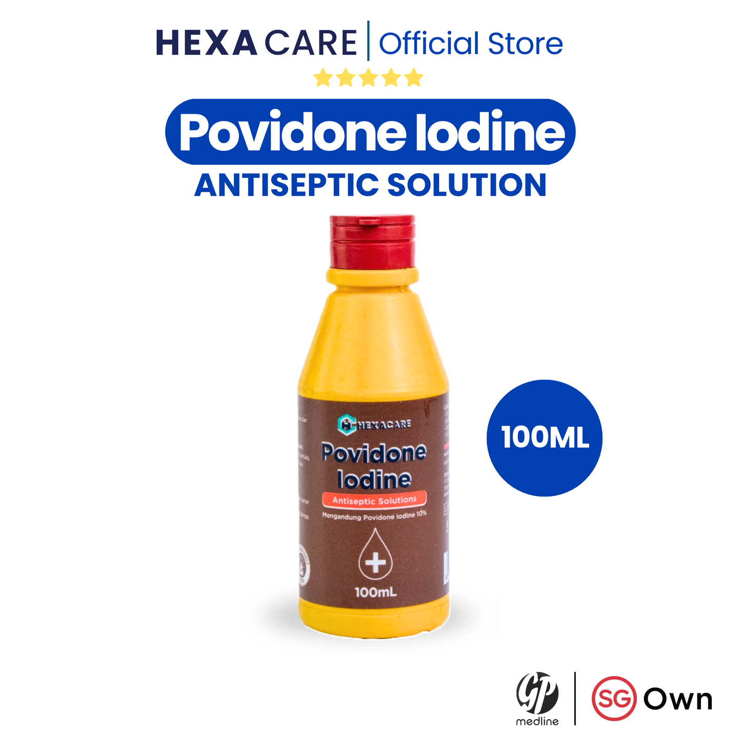 Povidone Iodine Antiseptic Solution- 100ml / 1L