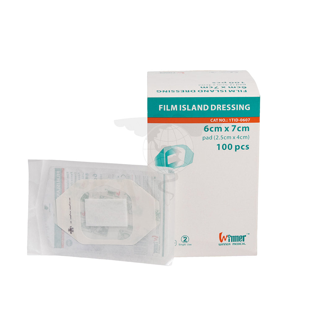 Film Island Dressing w/Pad, 6x7cm, Sterile, 100pc/bx, 20bx/ctn.