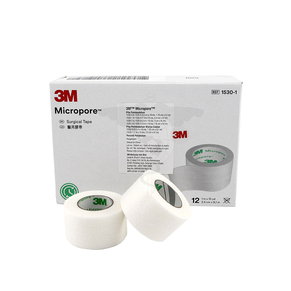 Micropore Tape w/o Dispenser, 1", 12pc/bx, 10bx/ctn.