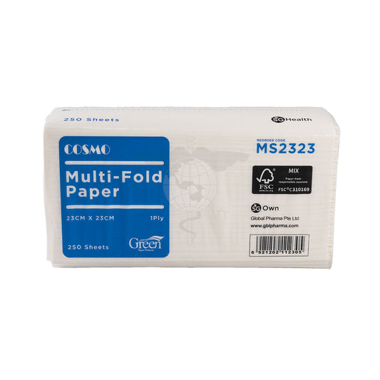 Multi-Fold Paper, Standard, 23x23cm, 1ply, 250s/pk, 16pk/ctn.