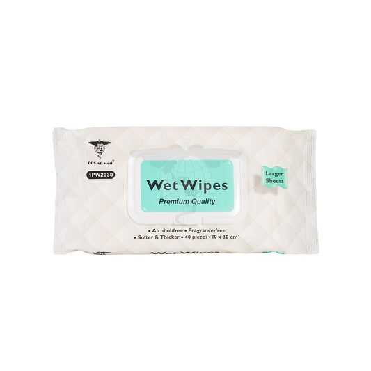 Premium Wet Wipes, w/Cap, 20x30cm, 40pc/pk, 20pk/ctn.