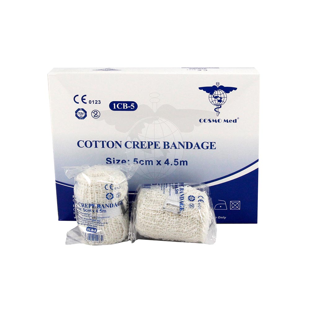 Crepe Bandage, 5cmx4.5m, 80g, w/clip, 12pc/bx, 60bx/ctn.