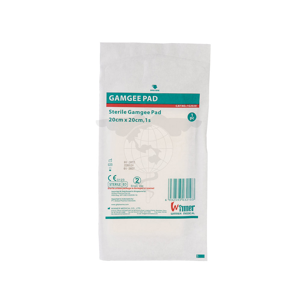 Gamgee, 20x20cm, Single-wrap, Sterile, 1pc/pk, 100pk/bag, 2bag/ctn.