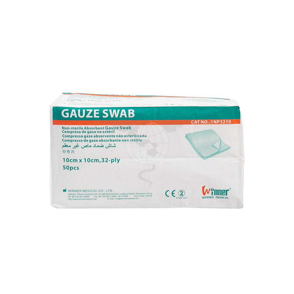 Plain Gauze Swab, 10x10cm, 32ply, 50pc/pk, 50pk/ctn.