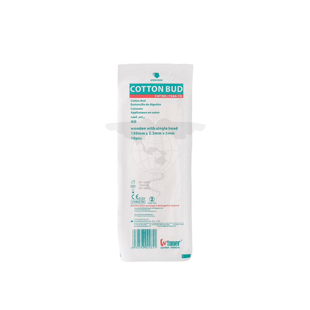 Cotton Applicator, Single Head, 6", Sterile, 10pc/pk, 100pk/bag, 8bag/ctn.