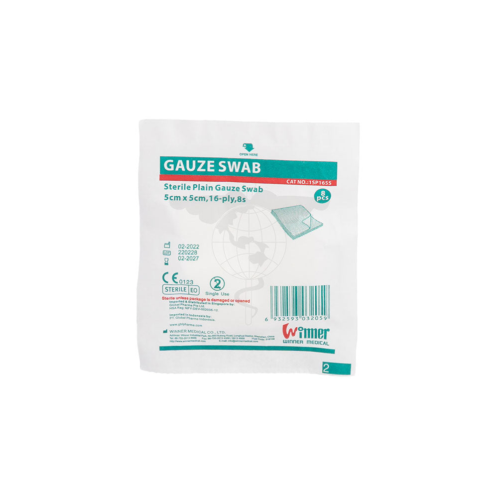 Woven Gauze Swab, 5x5cm, 16-ply, Sterile, Pack/8s