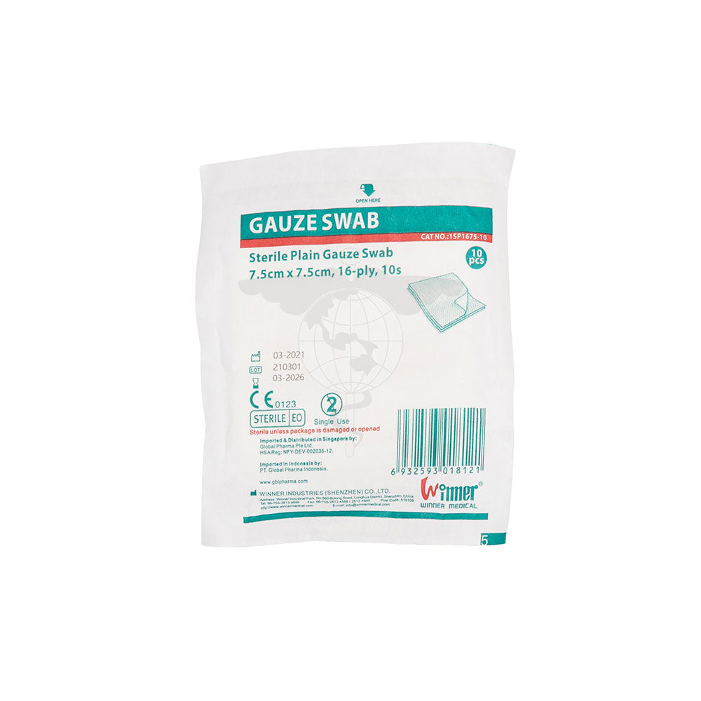 Woven Gauze Swab, 7.5x7.5cm, 16-ply, Sterile, Pack/10s
