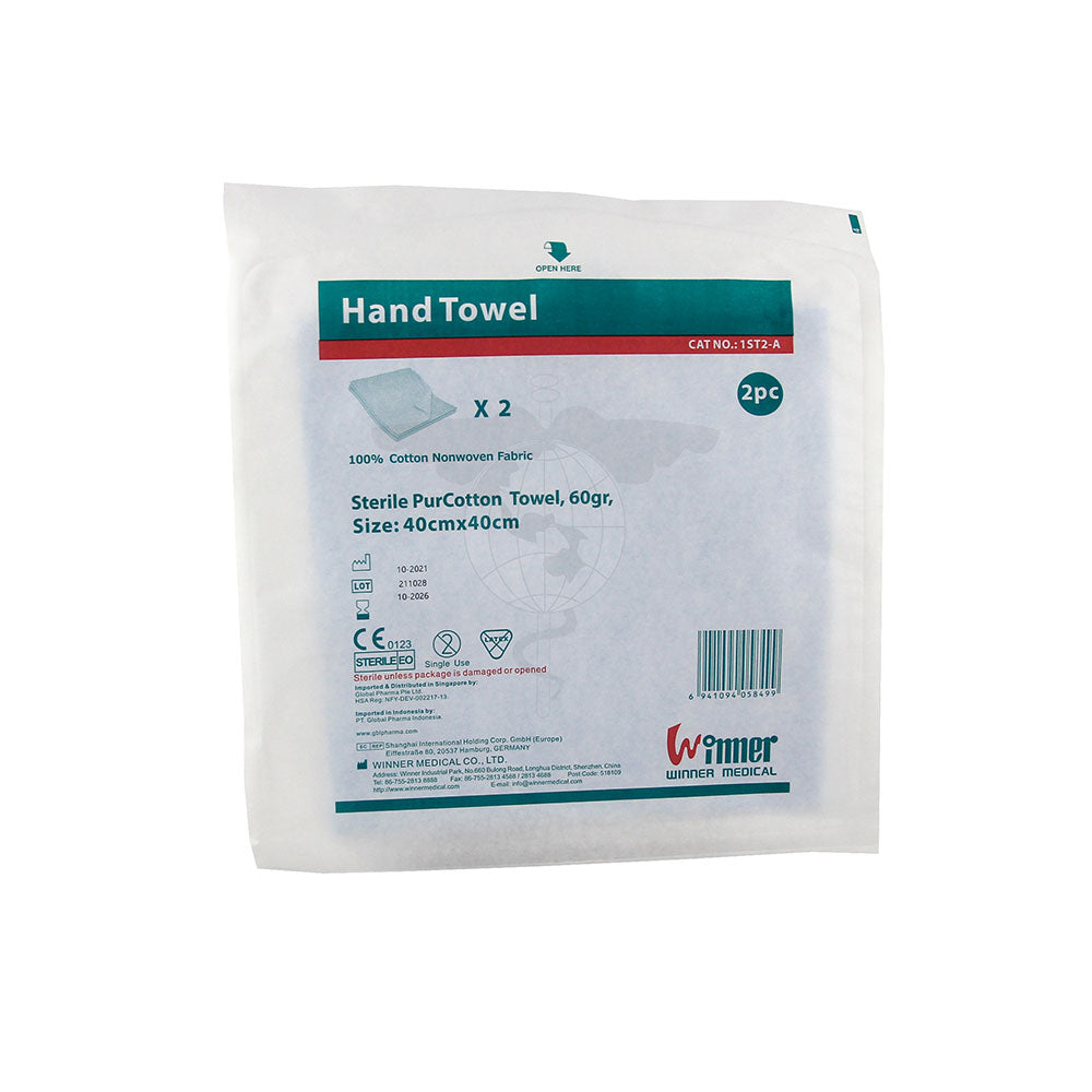 PurCotton Towel, 60g, 40x40cm, Sterile, 2pc/pk, 150pk/ctn.