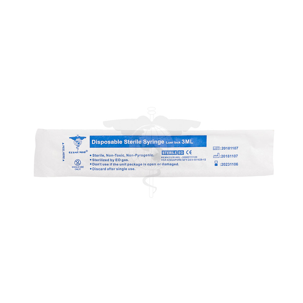 Disposable Syringe (CM), 3ml , Luer-lock w/Cover, Sterile, 100pc/bx, 18bx/ctn.