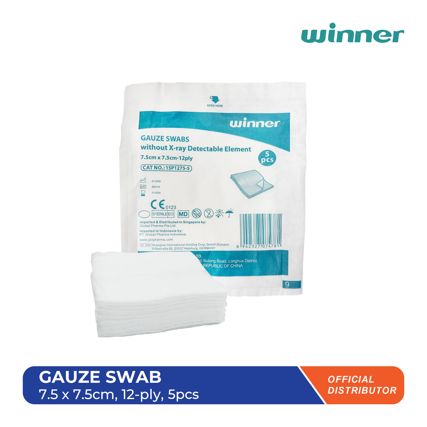 Gauze Swab 7.5 x 7.5cm (12ply - 5pcs)