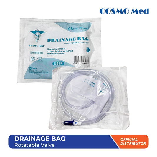 Cosmo Med Sterile Drainage /Urine Bag 2L, Rotatable Valve - IMPROVED