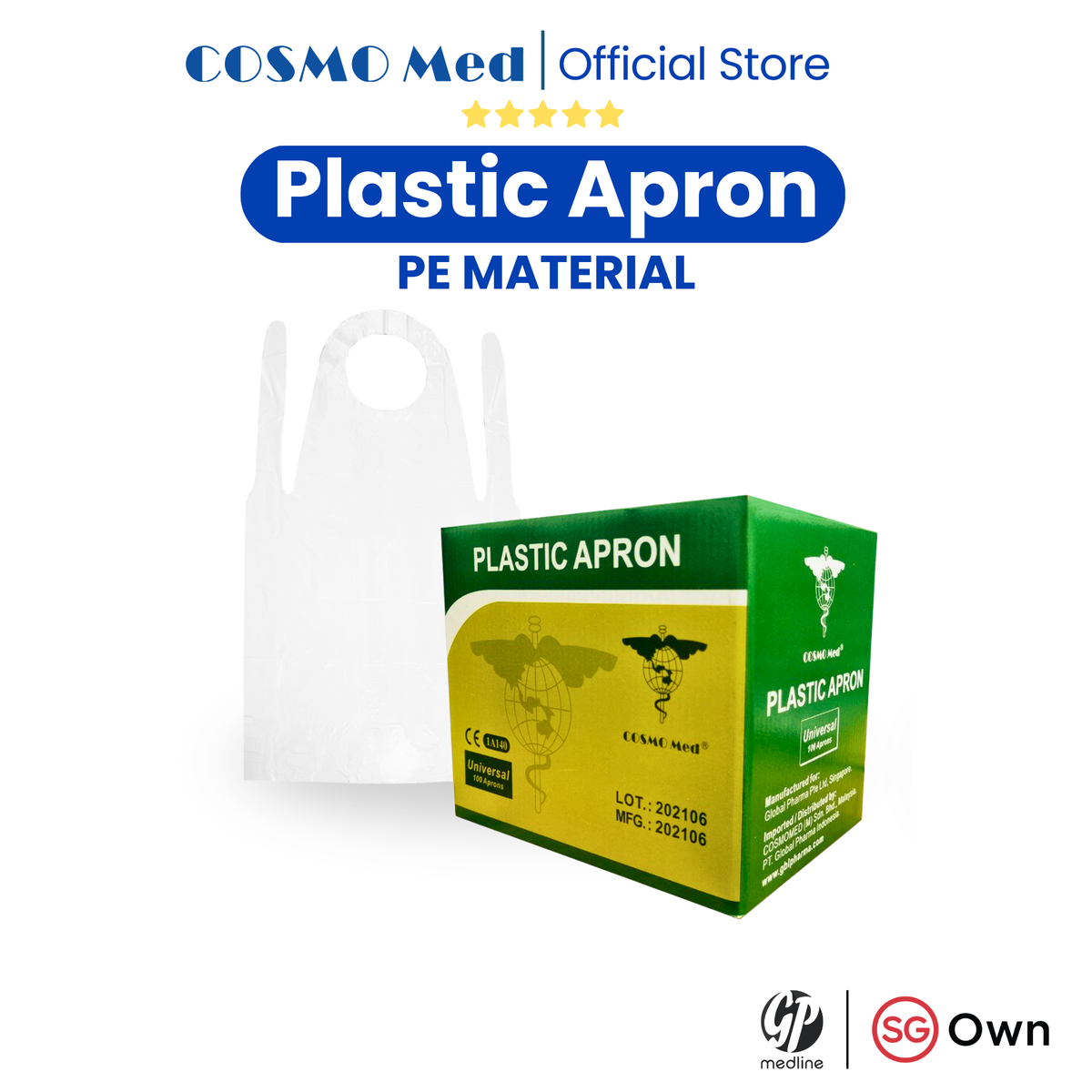 Plastic Apron Individual Fold 2 Sizes -125cm & 140cm