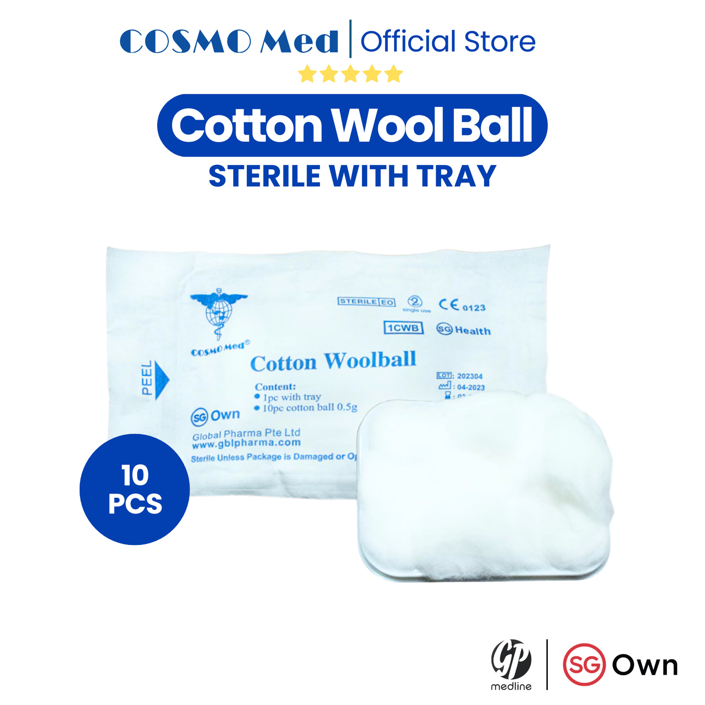 Cotton Wool ball (10pcs/pack) comes with tray