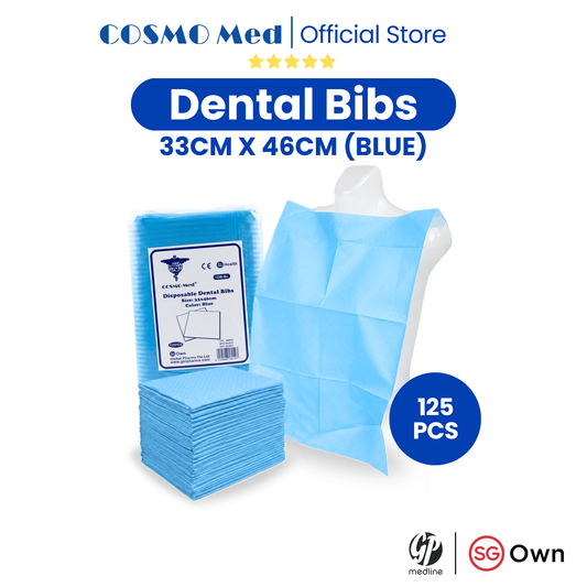 Cosmo Med Disposable Dental Bibs (Size: 33cm X 46cm) Color: Blue