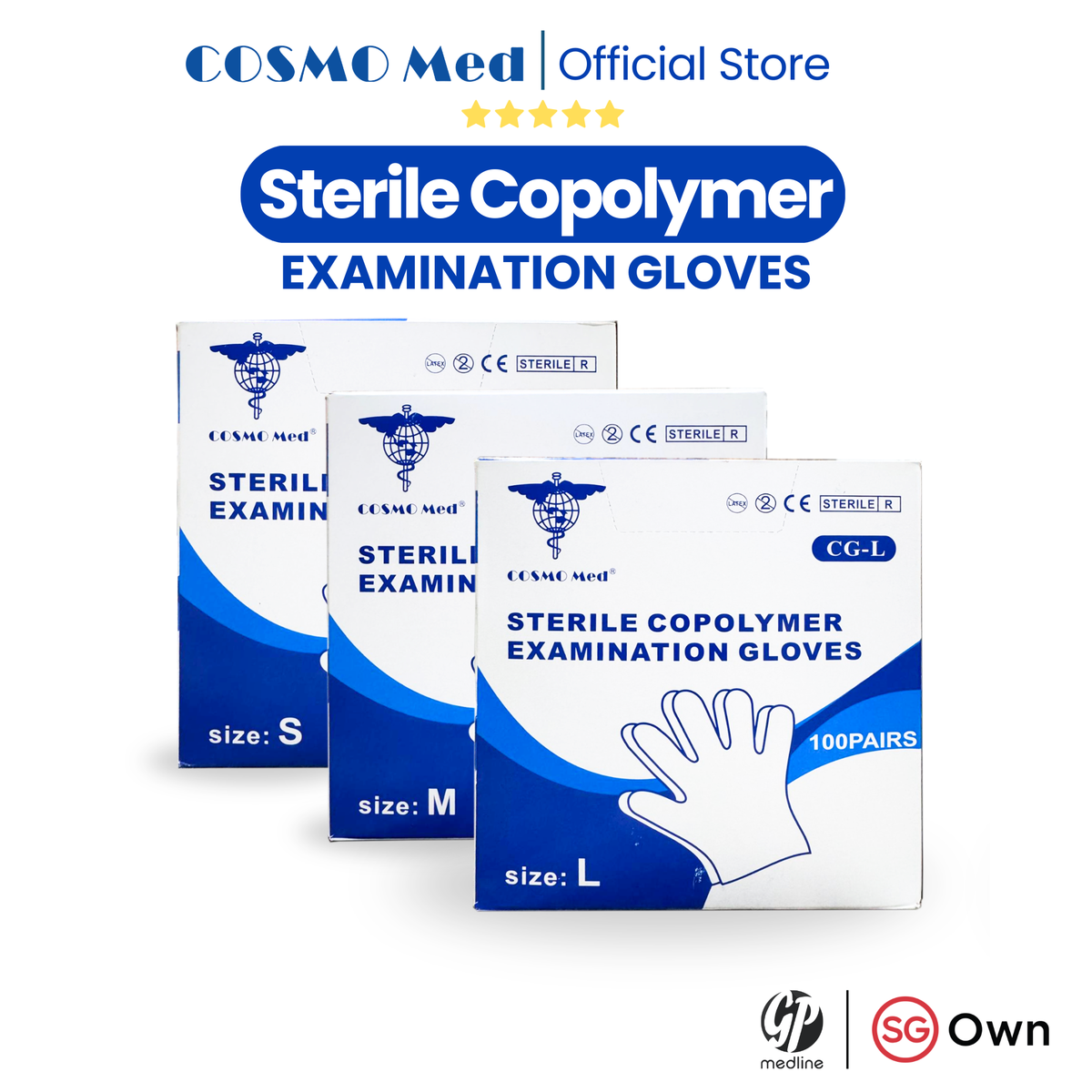 Sterile Copolymer Examination Gloves [ 100 PAIRS/BOX ]