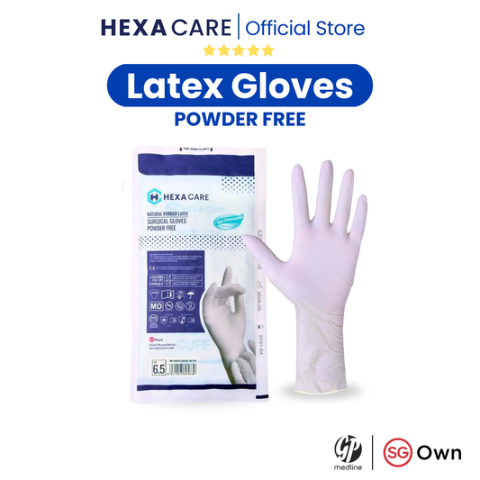 NEW~ HEXACARE Sterile Latex Surgical Gloves (Powder-Free) – 50 Pairs | 4 Sizes | Enhanced Thickness & Strength