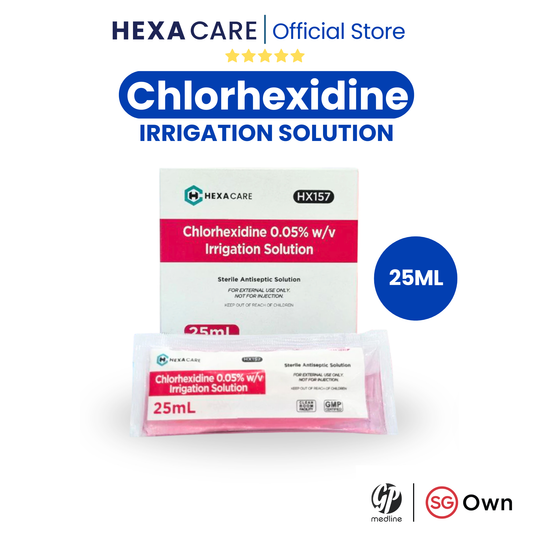 Hexacare Chlorhexidine Irrigation Solution [2 sizes - 25ml and 1L]