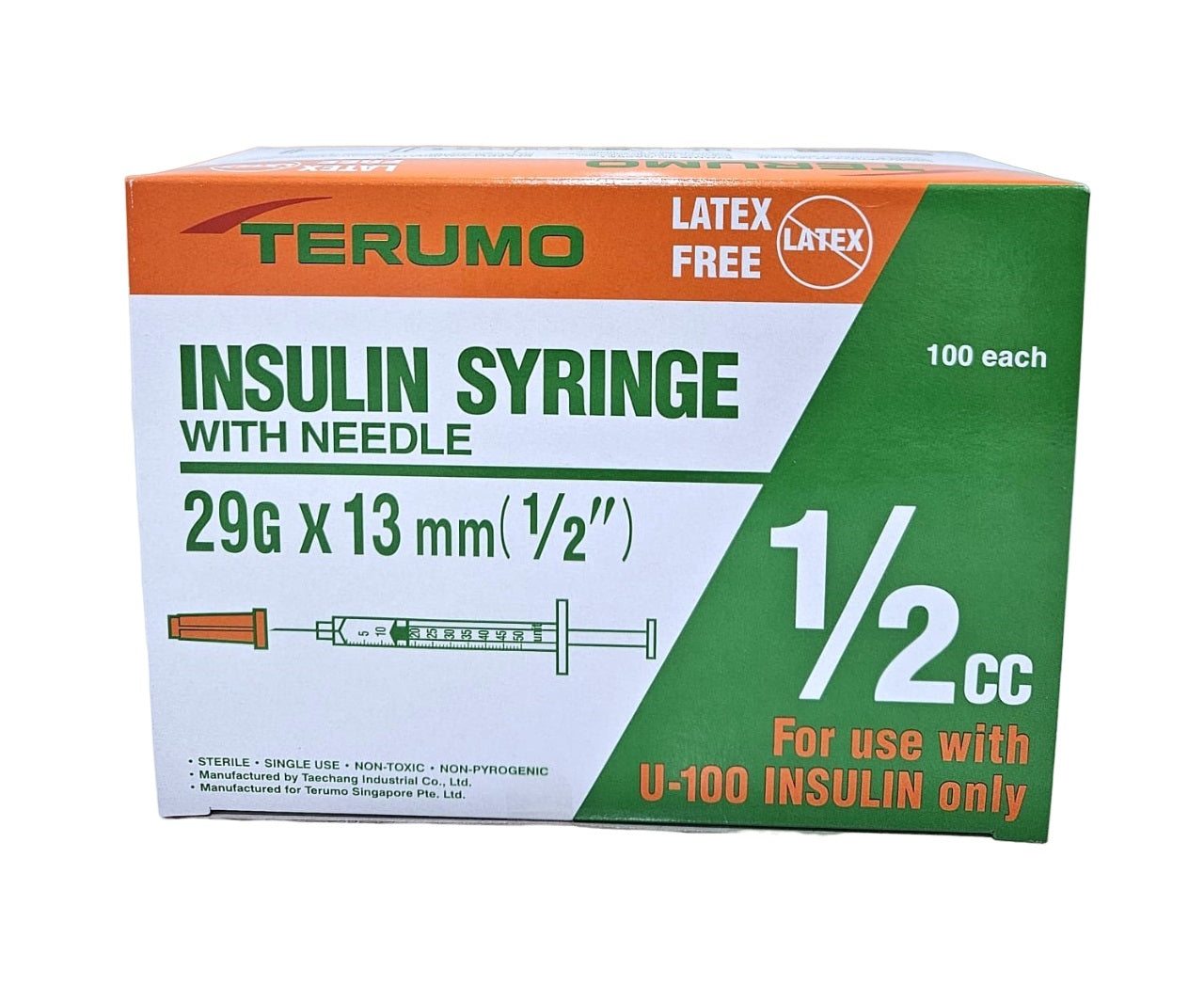 Insulin Syringe, 29gx1/2", Sterile, 100pc/bx, 30bx/ctn.