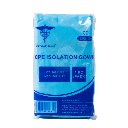 CPE Gown w/Cuff & Thumb Holder, Blue, 100pc/ctn.