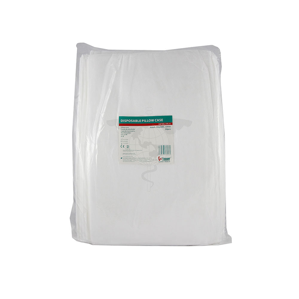 Disposable Pillow Case, White, 30g, Adult, 50pc/pk, 10pk/ctn.