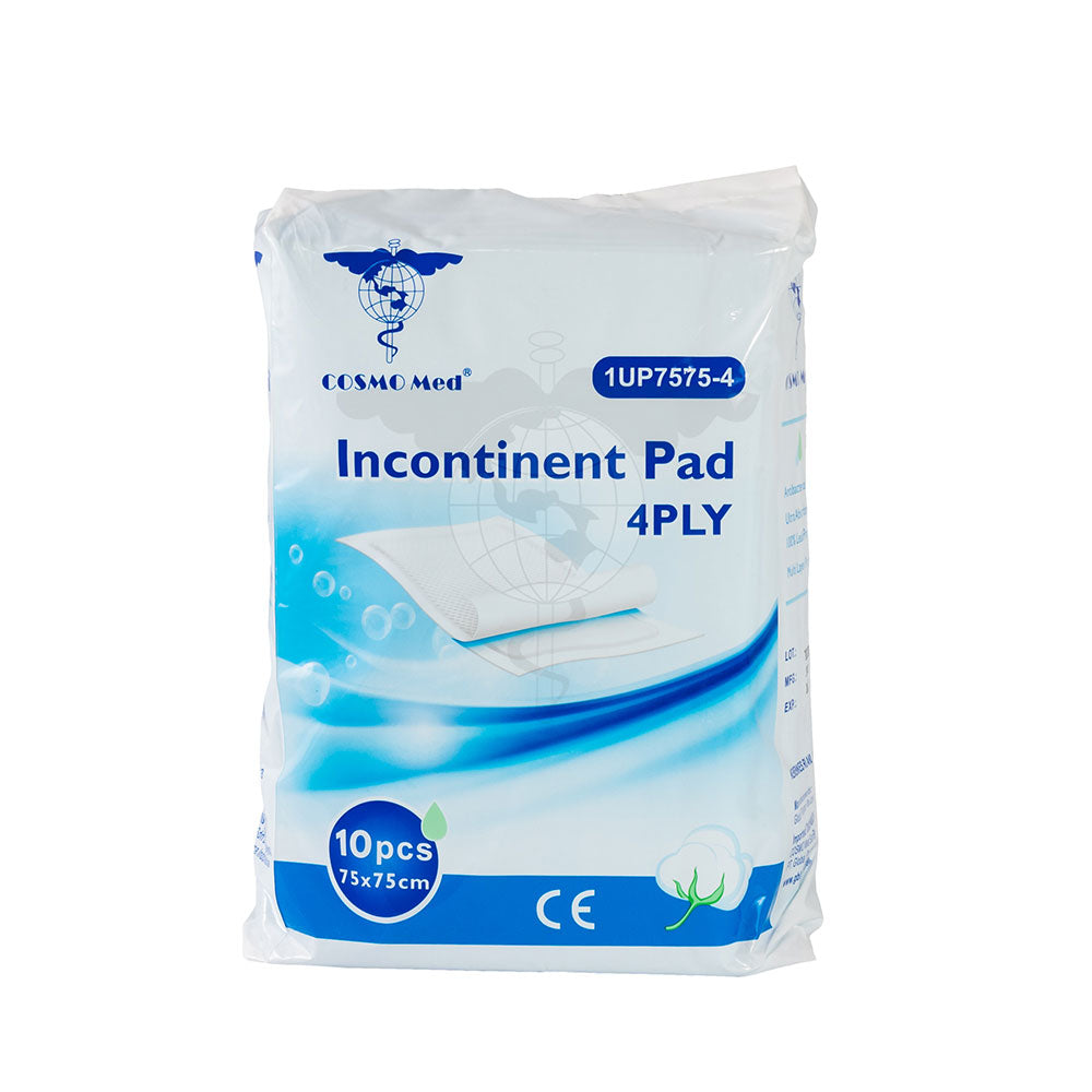 Underpad, 75x75cm, 4-ply with Absorbent Pad, Blue, Pack/10s
