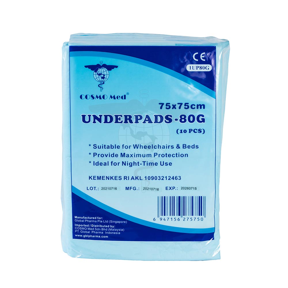 Underpad, 75x75cm, 80G, without SAP, Pack/10s