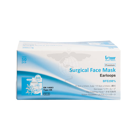 Surgical Face Mask, 3-Ply, Ear-loop, BFE>98%, Box/50s