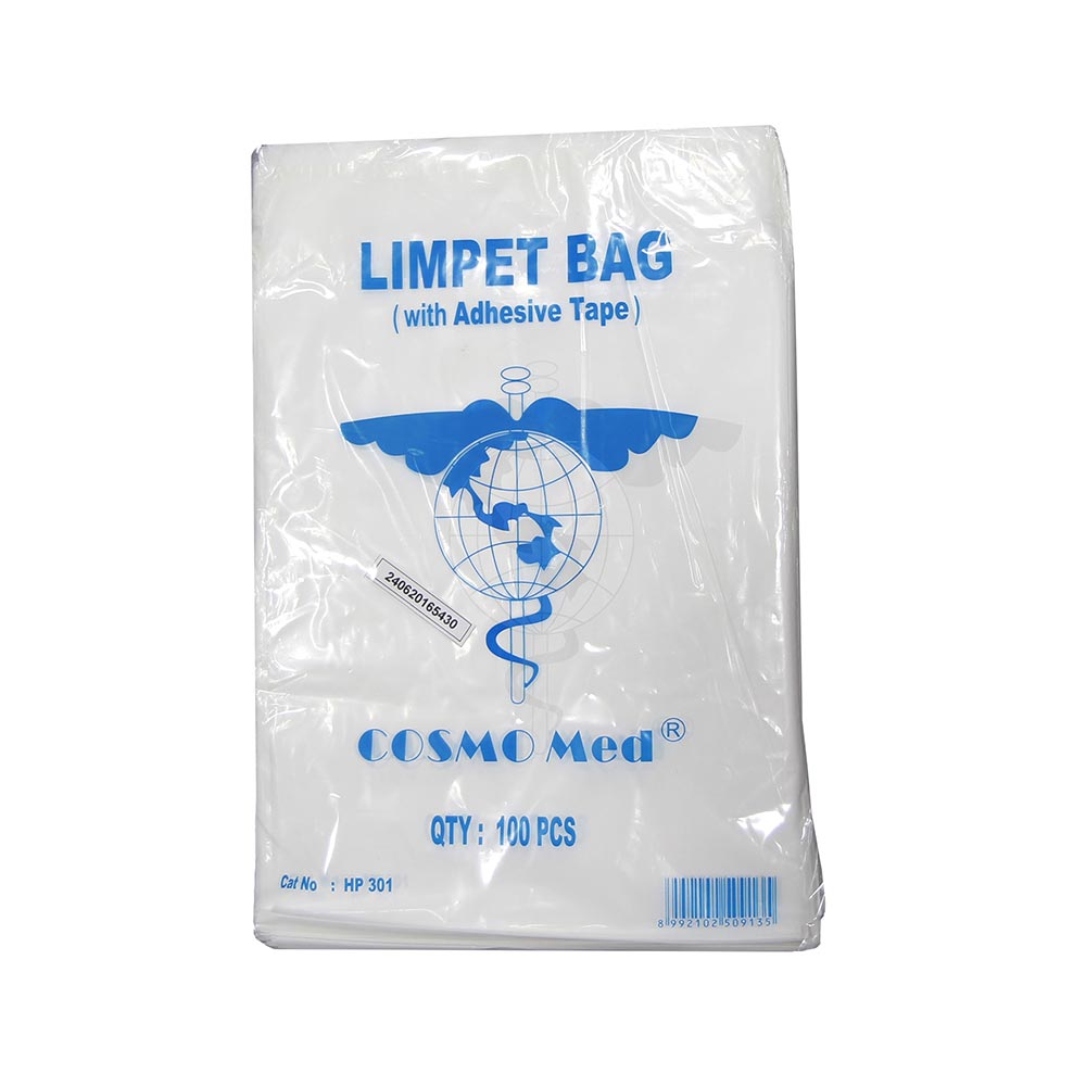 Limpet Bag w/adh tape, White, L30cm x W23cm, 100pc/pk, 30pk/ctn.