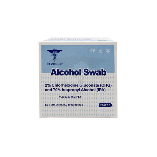 Cosmo Med's 2-ply Alcohol Swab with 2% Chg (4x4cm)