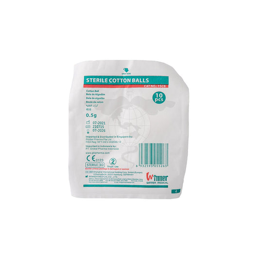 Cotton Ball 0.5g, Sterile, 10pc/pk, 20pk/bag, 24bag/ctn.