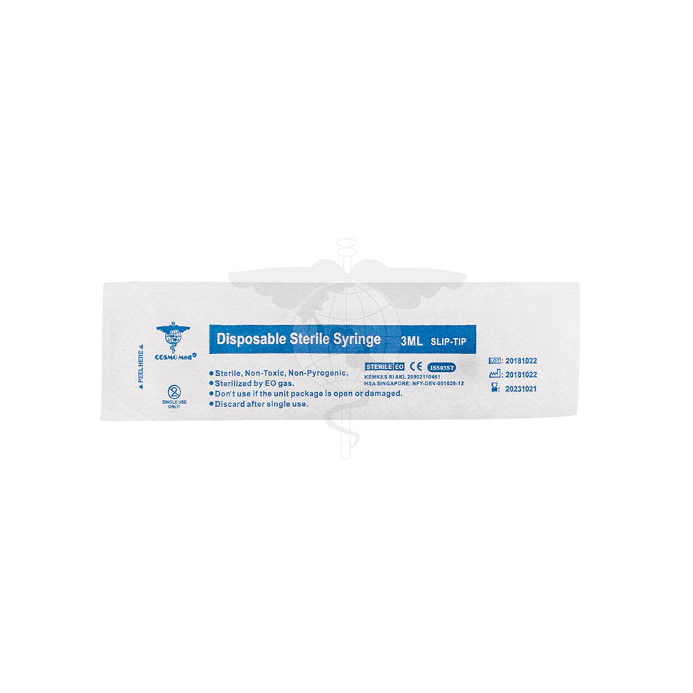 Disposable Syringe (CM), 3ml , Slip-tip, Sterile, 100pc/bx, 30bx/ctn.